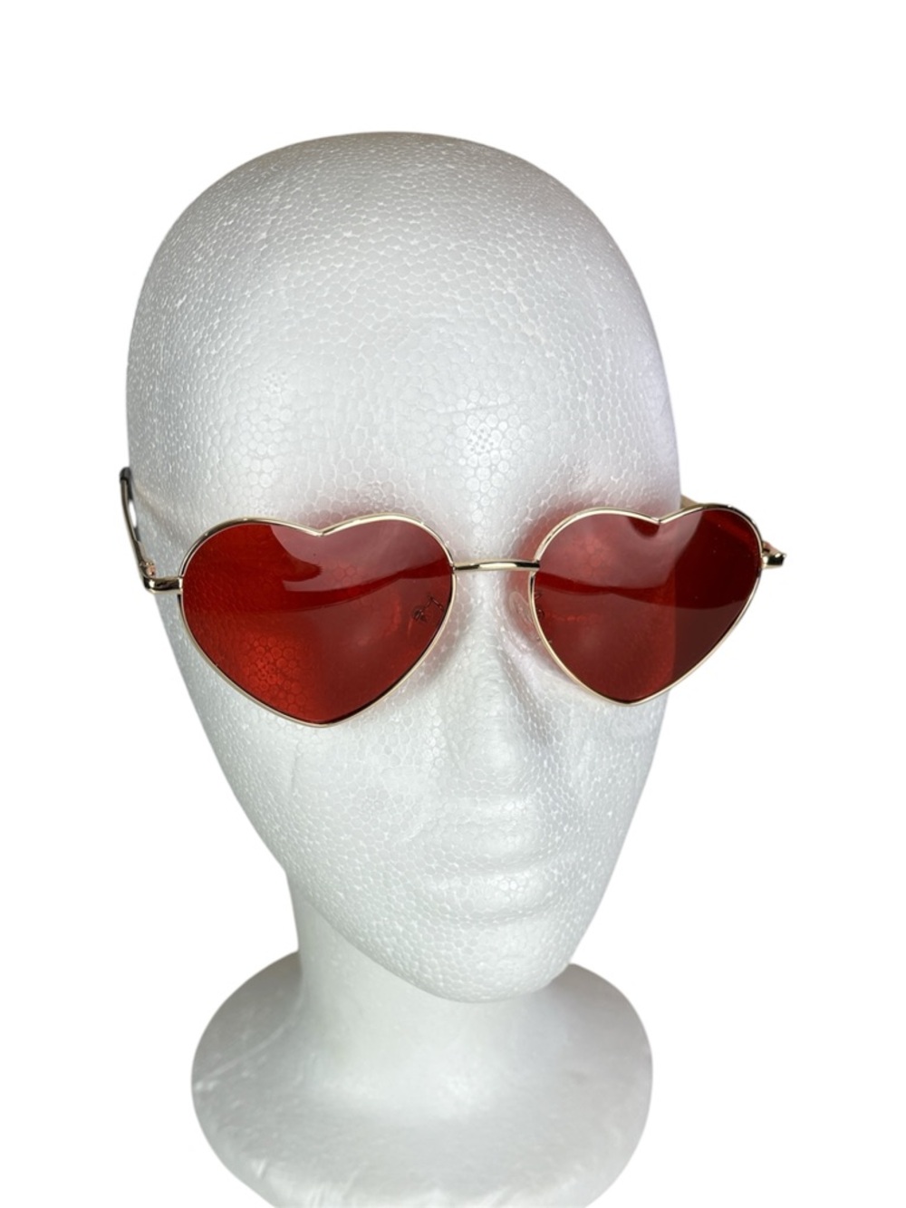 Women’s Boho hippie Gold Frame translucent Red Heart-Shaped Sunglasses - Picture 9 of 11